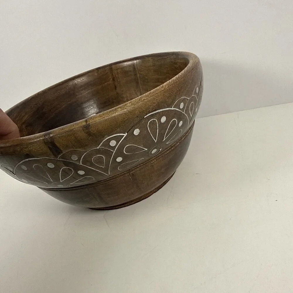 7.5” Folk Art Hand Carved Wooden Bowl - Jamaica 🇯🇲